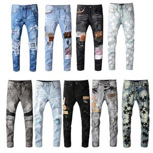 2023 Heren Jeans Broek hiphop high street fashion merk jeans retro gescheurde vouw stiksels heren designer motorrijden slanke broek Jeans maat 28 ~ 40 CYMJ