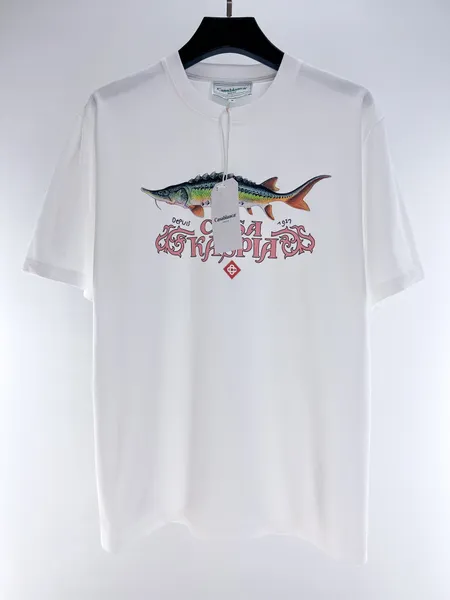 2023 Mens luxe Designer Chemises T-shirt Homme Chemise T-shirts Top Femme Tee 30 styles de couleur motif de poisson Manches courtes Hip Hop Femmes Casual Hommes Manches courtes Casablanca