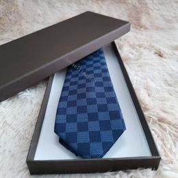 2023 heren luxe stropdas damier gewatteerde stropdassen geruite designer stropdas zijden stropdas met doos zwart blauw wit