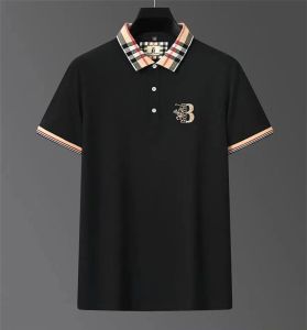 2023 hommes Polo Luxury Polo Plaid Cold Collar T-shirt Business Business Mens Mercerise Cotton Mens Mente à manches courtes Polo T-shirt Womens Top Asian Taille M-4XL