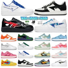 2023 Zapatos para hombre Zapatos casuales Un baño Sk8 Sta 2023 Camo Shark Negro Blanco Verde Rojo Naranja Camuflaje Entrenadores para mujer Zapatillas deportivas Placa-forma con calcetines