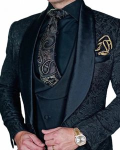 2023 Heren Trouwpak Italiaans Design Custom Made Zwart Roken Tuxedo Jacket 3 Stuk Bruidegom Terno Pak Voor Mannen kostuum Homme D7UZ #
