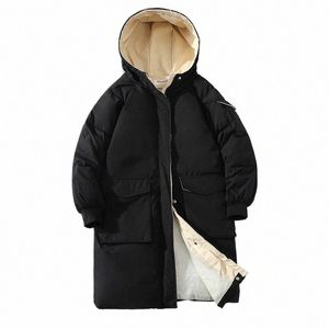 2023 Hommes hiver doudoune à capuche Cott rembourré Lg Parkas coupe-vent imperméable épais manteau chaud vêtements d'extérieur T0SE #