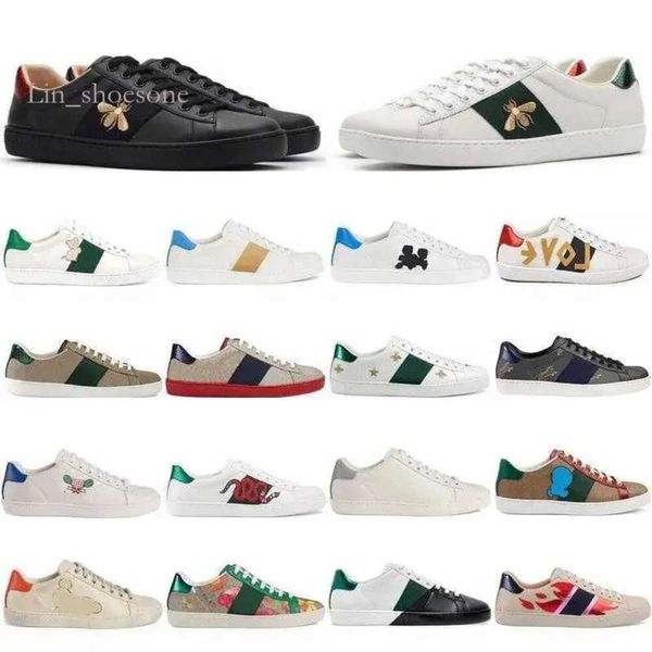 2023 Hombres Mujeres Zapatos Casuales Italia Oro Blanco Verde Raya Roja Italia Tigre Serpiente Zapatilla de deporte Entrenadores Abeja Bordada Caminar Deportes Ace