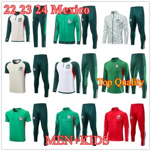 2023 Mexique Survêtements Soccer Jerseys Costume d'entraînement Raul Chicharito Lozano Dos Santos Football Sportswear Hommes et enfants Kit Veste Demi-Zip Survetement Top Qualité