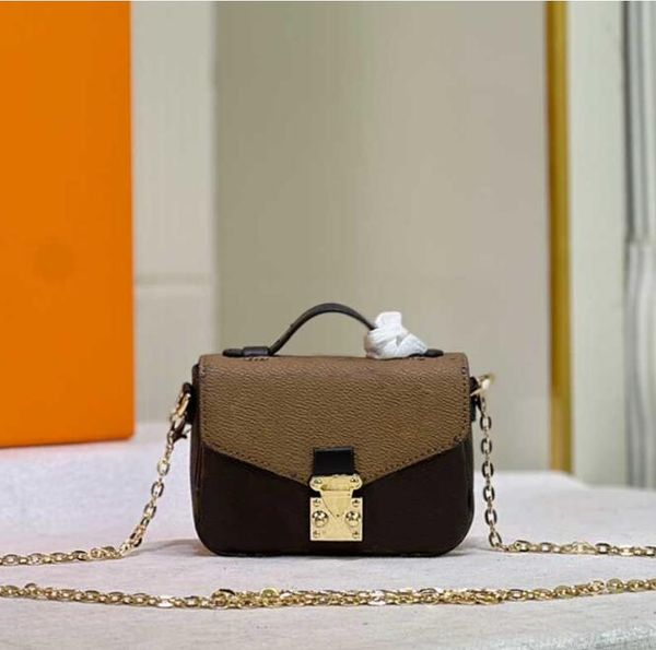 2023 Micro Metis Chaîne Sacs à bandoulière Mini Messenger Sac à main Emblématique S-Lock Fermoir Cross Body Flaps Monogrammes Empreinte Cuir Pochette Bourse M8138