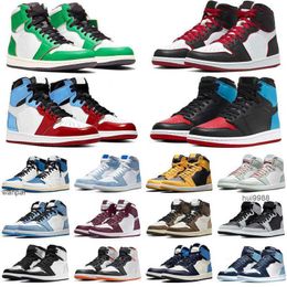 2023 MILITAIRE BLAUWE BORDEAUX 1S High OG Basketbalschoenen Men Women Jumpman 1 Seafoam Prototype Hyper Royal Pollen Dark Mocha Mens Trainers Sport Jerdon