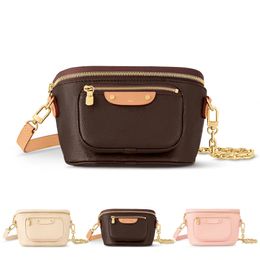 2023 Mini Bumbag Designer Heuptas Heuptasje Bruine Bloem Herentassen Lederen Crossbody Portemonnees Messenger Heren Lederen Handtas Mode Portemonnee 82335