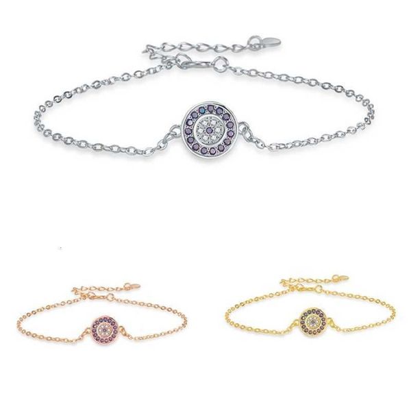 2023 Mix 3 Bracelets de couleurs Or Rose Argent S925 Argent sterling Sparking Aaa Cz Evil Eye Link Chaîne 18K Gold Girl Femmes Turc J349S