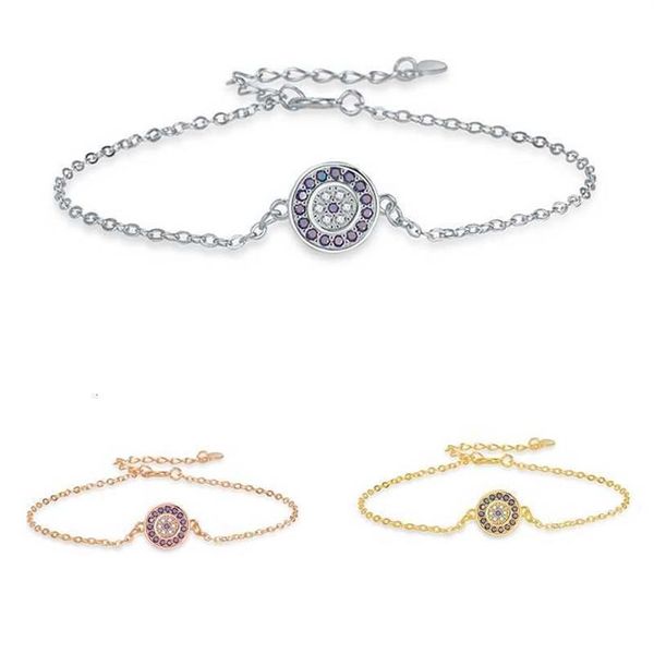 2023 Mix 3 Bracelets de couleurs Or Rose Argent S925 Argent sterling Sparking Aaa Cz Evil Eye Link Chaîne 18K Gold Girl Femmes Turc J318y