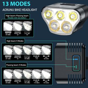 2023 Mountain Bike Light 5000 Lumens Bike Lights For Night Ridind 20000 MAH USB RECHARGable IP64 Imperproof MTB Bike