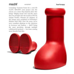 2023 MSCHF RAS Astro Boots Men Women Rain Boots Designers Big MSCHF Red Boots Dikke Bottom Non-Slip Booties Rubber Platform Bootie Mode