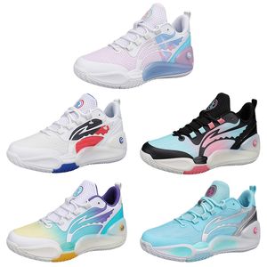 2023 Veelkleurige basketbalschoenen ademend heren dames paars zwart geel roze blauw trainers buitensporten color5