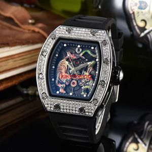 2023 multi-fonction automatique 3 broches hommes haut de gamme AAA montre pour hommes lumineux Dragon Tiger diamant motif