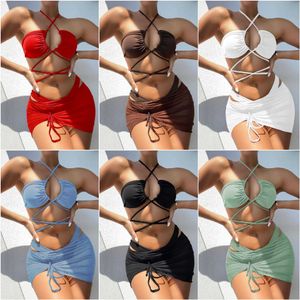 2023 mehrfarbiger sexy Badeanzug Reverse Wear dreiteiliger Split-Bikini-Badeanzug weibliche Bikini-Badebekleidung