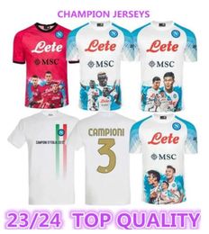 2023 Napoli Voetbalshirt Napels Voetbalshirt 22 23 24 Campioni dItalia T-shirt Maglietta INSIGNE MERTENS Man Uniform OSIMHEN Face Game Herdenkingsmunt