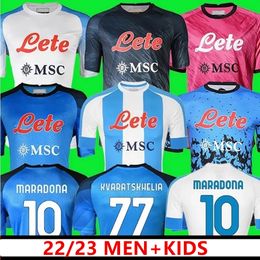 2023 Napoli voetbalshirts voetbalshirt Top 22 23 Nieuwe Napels Zielinski Koulibaly Maglietta Insigne Mertens Man Uniform Osimhen Kids Kit Maradona Herdenkingsvermogen