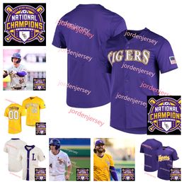 Maillot de baseball des Champs nationaux LSU Tigers MCWS 2023 Ben McDonald Kramer Robertson Christian Little Alex Lange Greg Deichmann Brian Wilson Alex Lange Jaden Hill