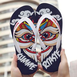 2023 National Tide Hausschuhe Lion Dance Totem Flip-Flops für Männer und Frauen sind rutschfest und tragen im Sommer Flip-Flops mit weichen Sohlen