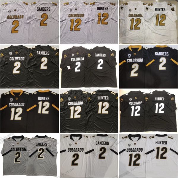 2023 NCAA College Colorado Buffaloes Maillots de football 2 Shedeur Sanders 12 Travis Hunter SGold Blanc Noir Maillot cousu nouvelle saison