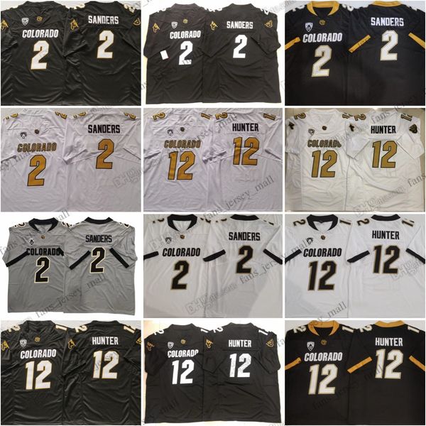 2023 NCAA Colorado Buffaloes College Football Jersey 2 Shedeur Sanders 12 Travis Hunter Or blanc noir gris Maillot cousu nouvelle saison