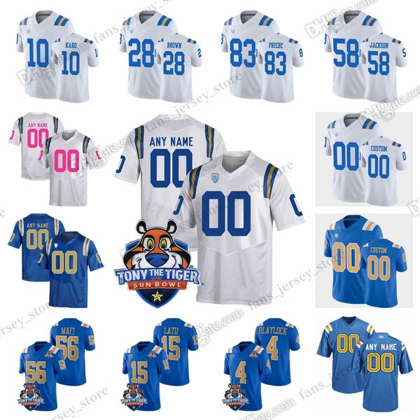 Maillot de football universitaire NCAA UCLA Bruins 2023 Justice Loya Marshall Mokiao-Atimalala Norwood Pegan Rodriguez Schlom Staples Matt Sykes Colson Yankoff Michael