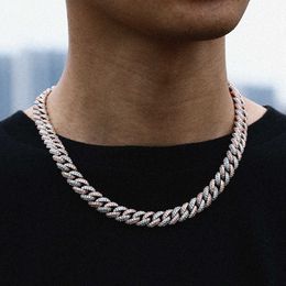 2023 kettingen Bracelet 18 inch 10 mm 925 Sterling zilverinstelling Iced Moissanite Diamond Hip Hop Cuban Link Chain Miami Necklace Jewelry Mens