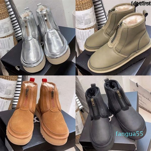 2023-Neumel botte d'hiver Zip Classic Mini Ankle Botte de neige en peau de mouton en peluche pelucheuse Dealworld Femmes Tazz Tasman Bottines de fourrure d'hiver Chaussures