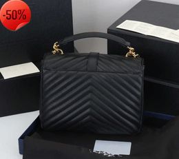 2023 neue 10A Frauen Tasche Luxus Handtasche Schulter Marke LOULOU Y-Förmigen Designer Naht Leder Damen Metall Kette Schwarz Clamshell Messenger Tasche Nische hohe sinne