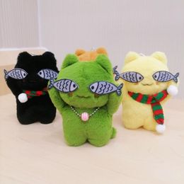 2023 Nouveau 12cm Ins Cat Doll Keychain Mischievous Fish Fish Cat personnalisé à la main