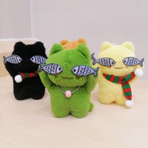 2023 Nieuwe 12 cm ins Cat Doll Keychain ondeugende verlegen viskat Gepersonaliseerd handgemaakt DIY PLUSH PENHENDER CADEA