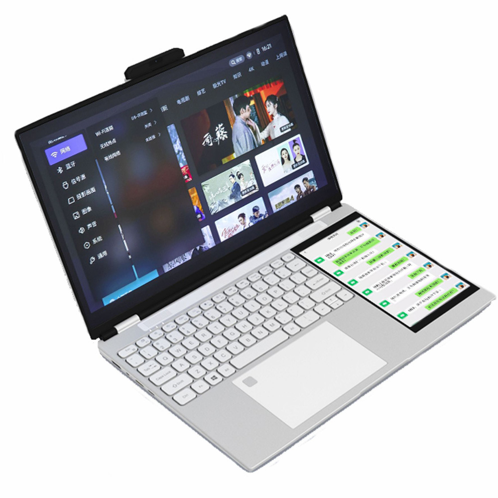 2023 Neuer 15,6-Zoll-Dual-Screen-Touch-Ultradünner Laptop aus Aluminiumlegierung für Studenten, Geschäftsbüros und Spiele