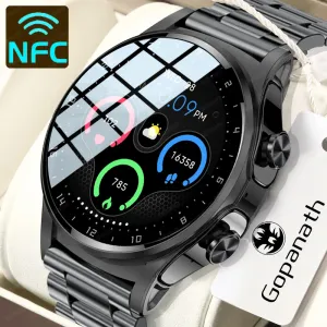 Montre connectée 2 en 1 pour hommes, avec casque d'appel Bluetooth TWS, NFC, batterie 2023 mAh, commande musicale, plus de 400 modes sportifs, étanche, nouveauté 100