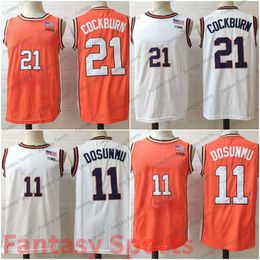 College Basketball Jersey Illinois Fighting Illini 21 Kofi Cockburn 11 Ayo Dosunmu Basketbalshirts Heren Gestikt Oranje Wit