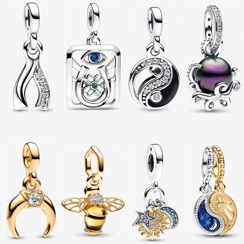 2023 New 925 silver charms DIY fit Pandora ME Elephant Mini Dangle necklace bracelet Fashion High Quality Designer Jewelry Women Birthday Gift