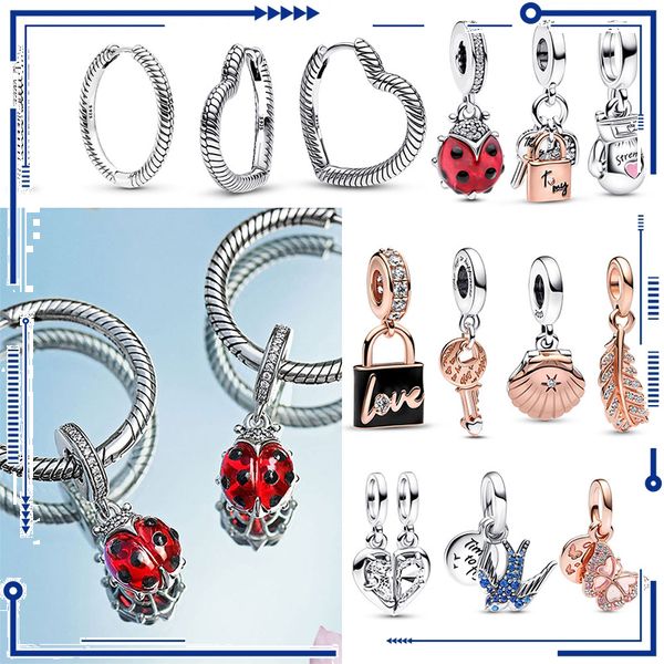 2023 Nouveau 925 Argent Boucle D'oreille Pendientes Fit pour Coccinelle Printemps Moments Charme Pendentif Dangle Charmes pour La Fabrication De Bijoux Fille Cadeau 1