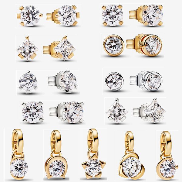 2023 Nuevo 925 Pendiente de plata para mujer Joyería de diseñador Encantos de moda Colgante DIY Fit Pandoras Talisman Pendientes de diamantes cultivados en laboratorio Chapado en oro de 14 k con caja