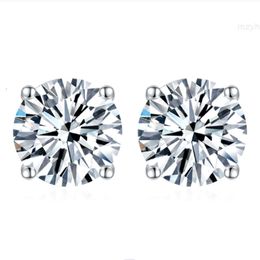 Ensemble de boucles d'oreilles en argent Sterling 2023 pour hommes et femmes, ensemble de 4 griffes, pierre en or 18 carats, 1ct, 925mm, Moissanite, nouveauté 6.5