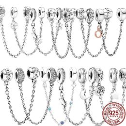 2023 Nieuwe 925 Sterling Zilver Family Forever Safety Chain Charms Bead Fit Originele Pandora Armband Ketting Diy Sieraden Gift