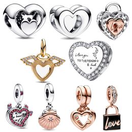 2023 Nouveau 925 Sterling Silver Love Shaped Saint Valentin Cadeau AMOUR Charme Perles Fit Original Pandora Bracelet Femmes Bijoux Cadeau DIY