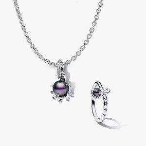 2023 nuevos collares colgantes de plata esterlina 925 para mujeres Joyas de diseño DIY fit Pandora The Little Mermaid Ursula Charm and Ring Set sun moon rings