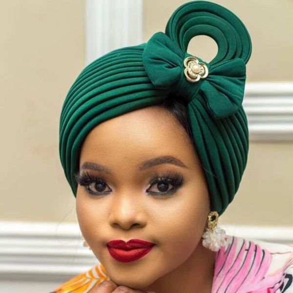2023 Nouveau Africain Auto Gele Headtie Mariage Nigérian Gele Musulman Hijab Turban Cap Arabe Inde Chapeau Femme Head Wraps Turbante Mujer