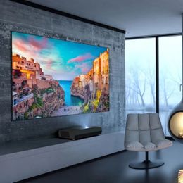 2023 NIEUW Omgevingslicht Afwijzend PET Black Crystal Projectiescherm met vast frame 72 "- 120"