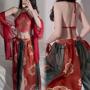 Costume Hanfu rouge classique pour femmes chinoises, nouveau Style ancien, jupe de nuit transparente, Sexy, Mini robe à bretelles, sexy, 2023