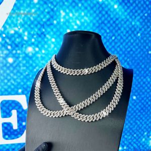 2023 Nieuwe collectie 12-14 mm Sier Plated Gold Link Moissanite VVS Cubaanse ketting