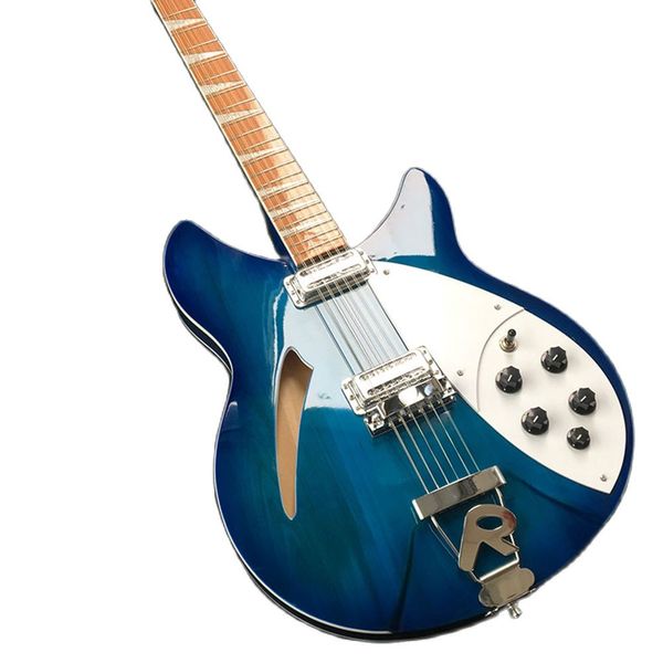 Guitarra eléctrica acústica azul de 12 cuerdas, calidad de sonido clara, instrumento de juego profesional, novedad de 2023