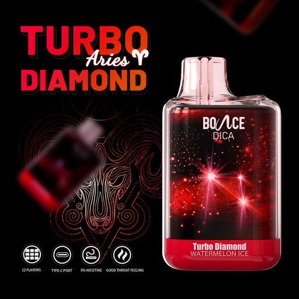 2023 Nouvelle arrivée E Cigarette Bounce Turbo Diamond 6000bouffées 5% Nic Stylo Vape jetable 13ml E-jiuce