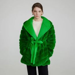 Manteau en fourrure de lapin Rex, veste d'hiver épaisse et chaude en fourrure naturelle, manteau en laine avec capuche, nouvelle collection 2023