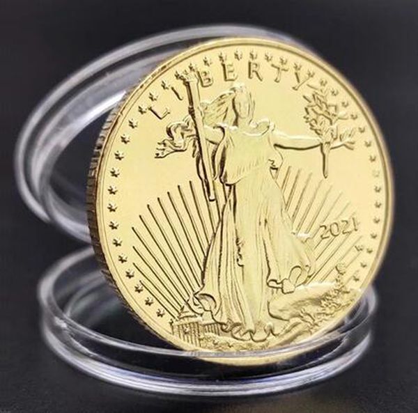 2023 Recién llegado Insignia de águila de la libertad no magnética Moneda conmemorativa chapada en oro plateado Estatua estadounidense Libertad EE. UU. EE. UU. 2022 2021 2020 Monedas Tamaño pequeño y grande