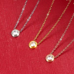 2023 nouveauté Singel CZ diamant pendentif or Rose argent couleur collier pour femmes Vintage collier Costume bijoux seulement avec sac